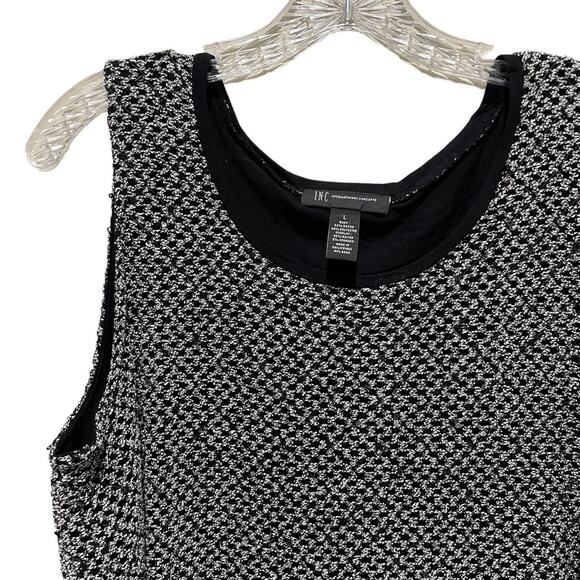 INC International Concepts Layered Sleeveless Top Sequin Split Back Large - Picture 4 of 9